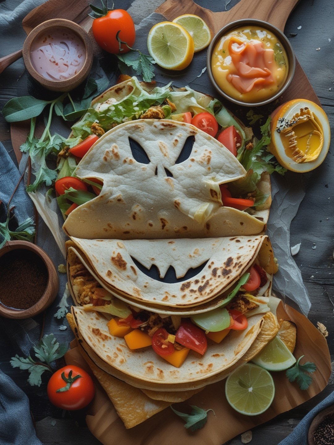 Scary Face Breakfast Tacos 1 Scary Face Breakfast Tacos