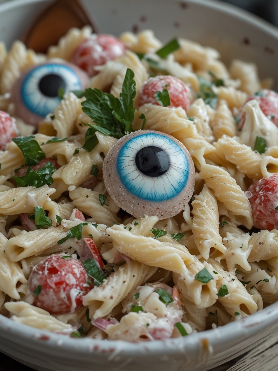 Eerie Eyeball Pasta Salad
