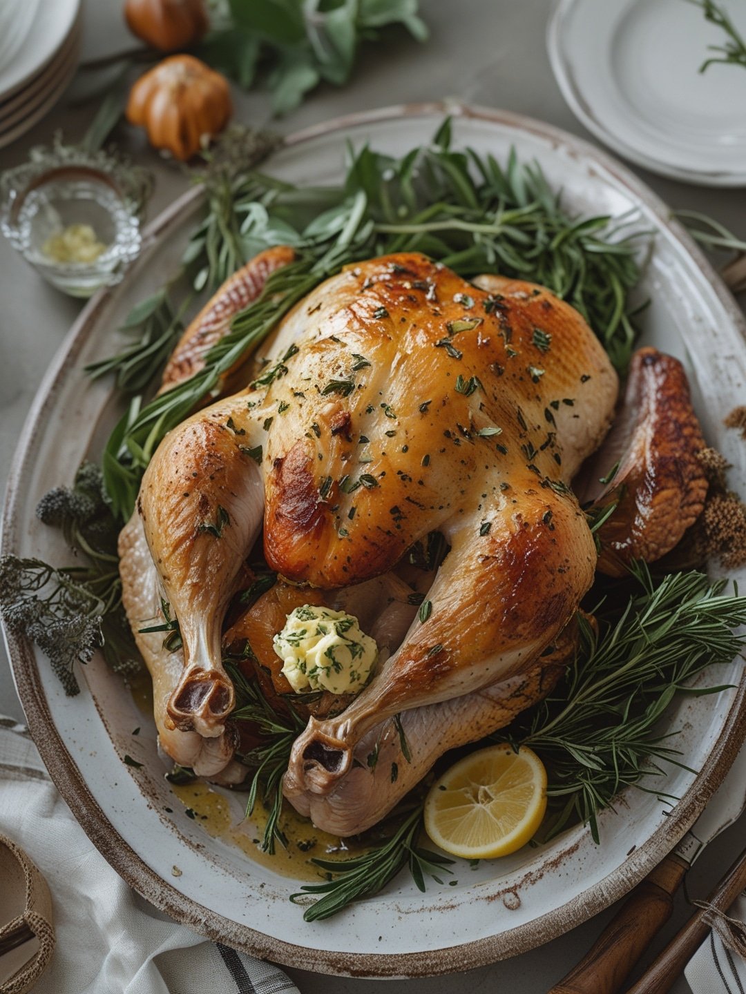 Crispy Herb-Roasted Turkey with Garlic Butter