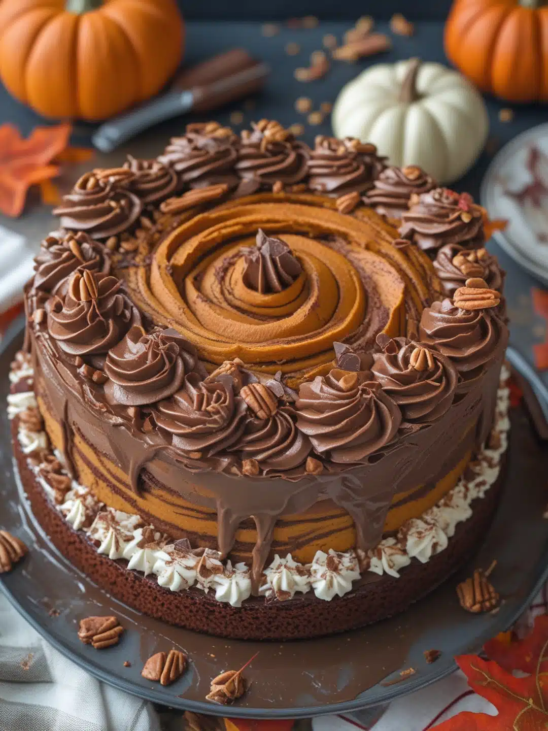 Chocolate Pumpkin Swirl Cake for Thanksgiving