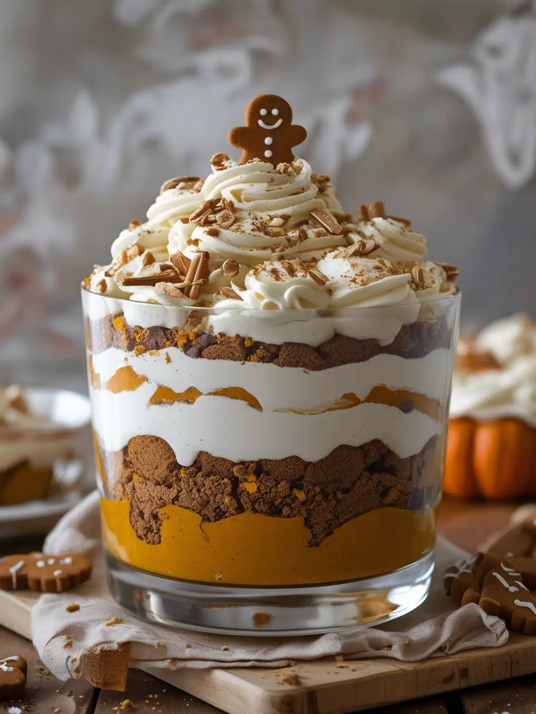 Gingerbread Pumpkin Trifle with Cream Cheese Frosting