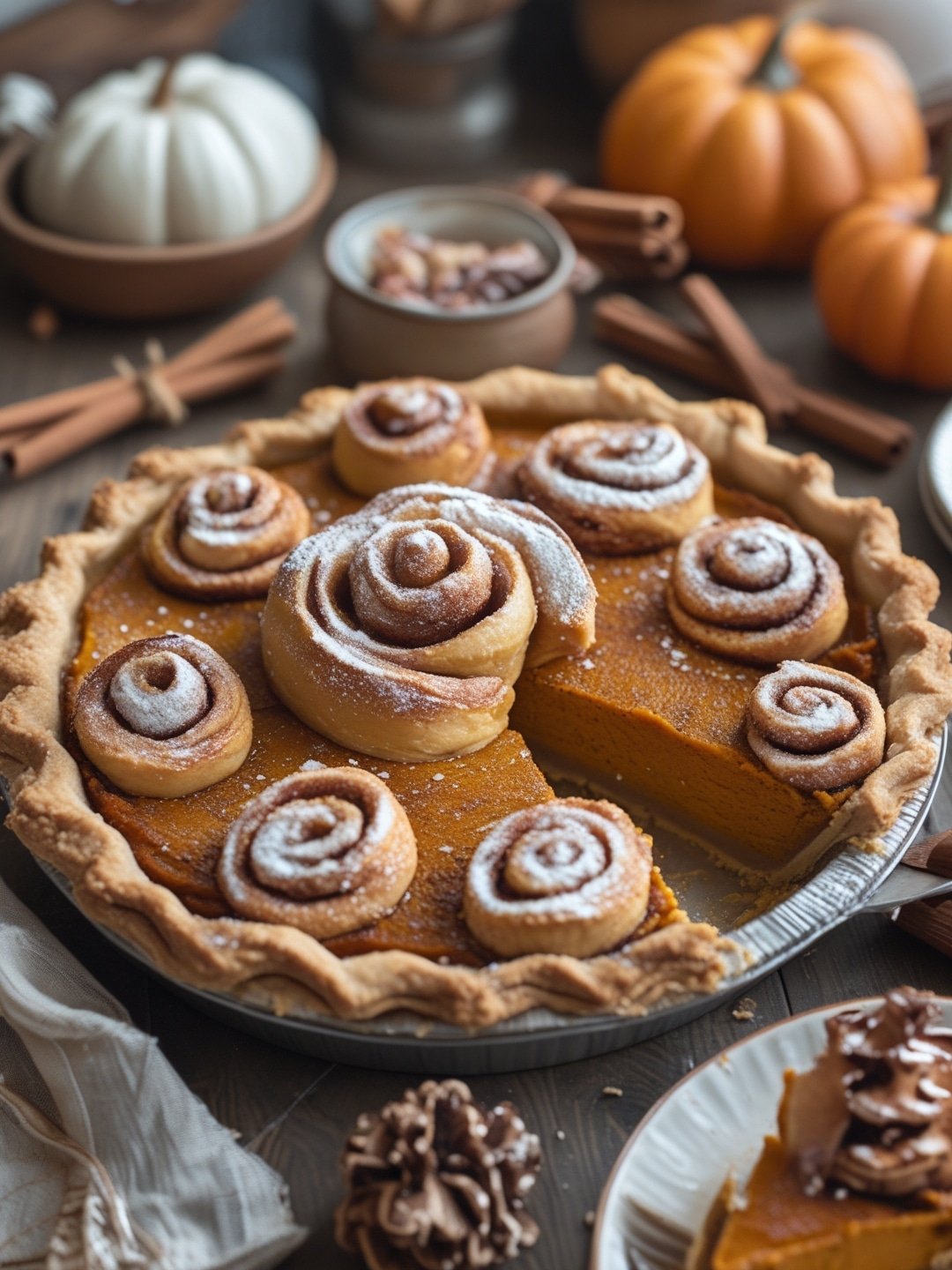 Cinnamon Roll Pumpkin Pie