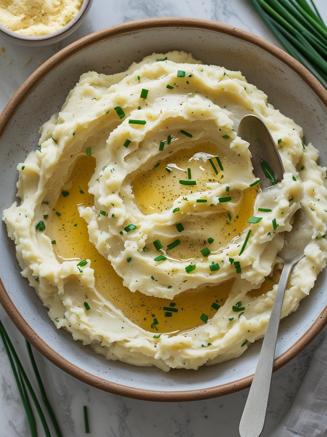 Creamy Garlic Mashed Potatoes with Chives