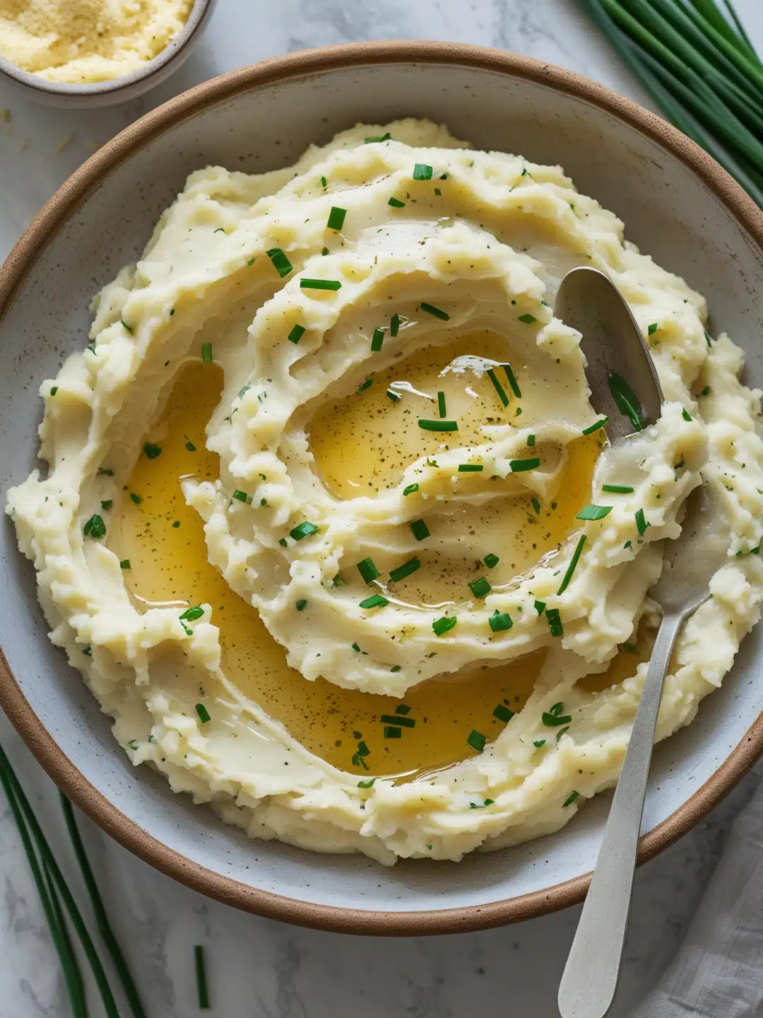 Creamy Garlic Mashed Potatoes with Chives