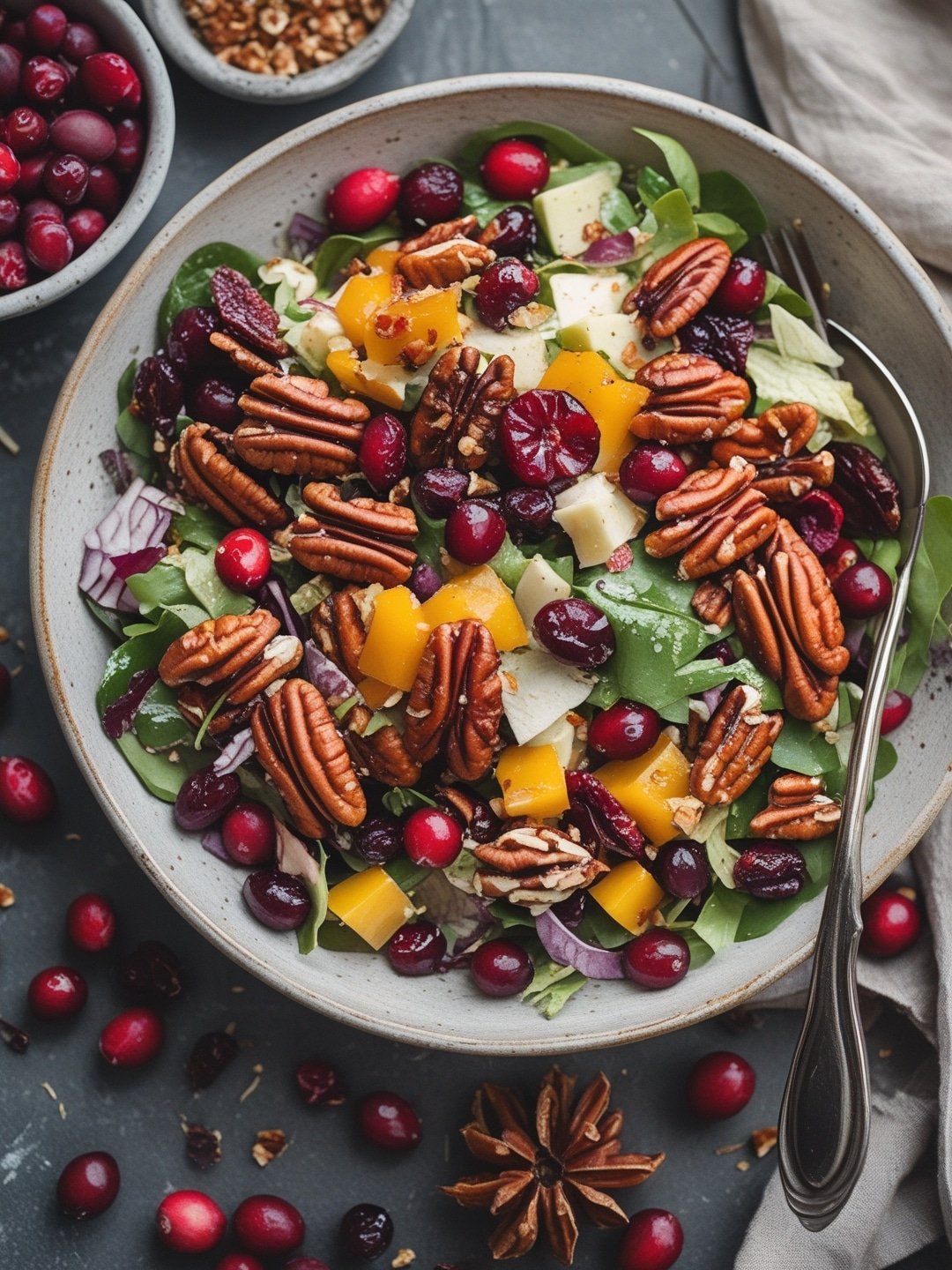 Autumn Harvest Salad with Pecans and Cranberries 1 Autumn Harvest Salad with Pecans and Cranberries