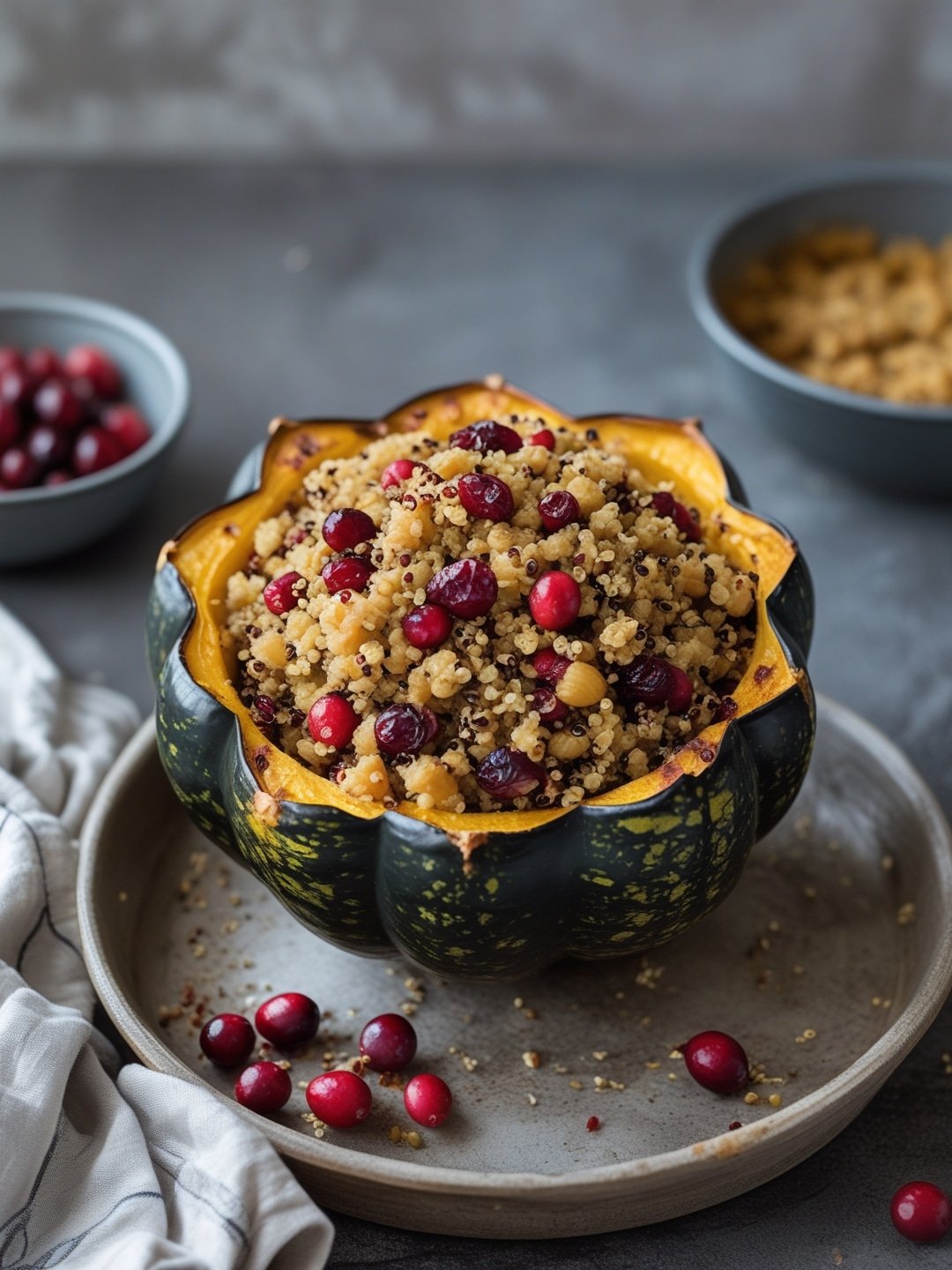 Stuffed Acorn Squash with Quinoa and Cranberries 1 Stuffed Acorn Squash with Quinoa and Cranberries