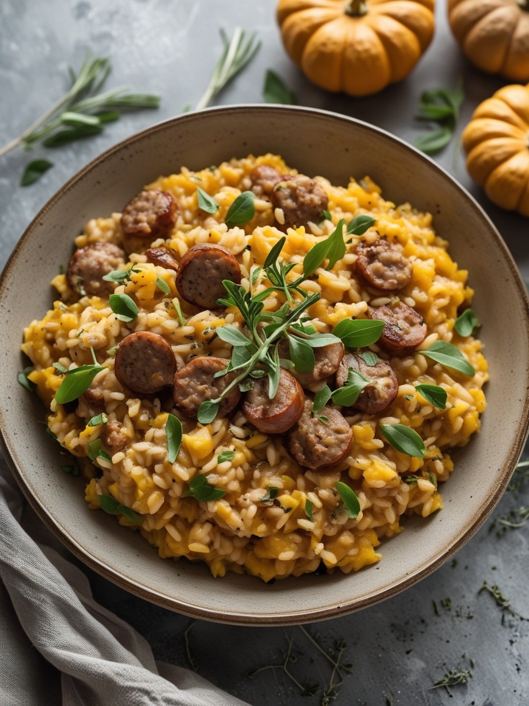Savory Pumpkin and Sausage Risotto