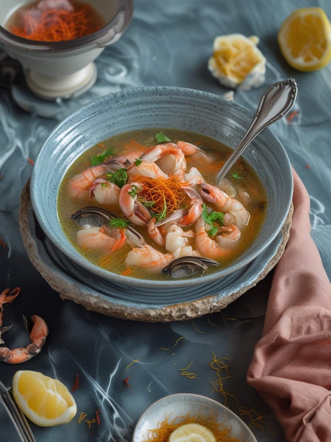 Saffron-Infused Seafood Soup: Luxurious Comfort