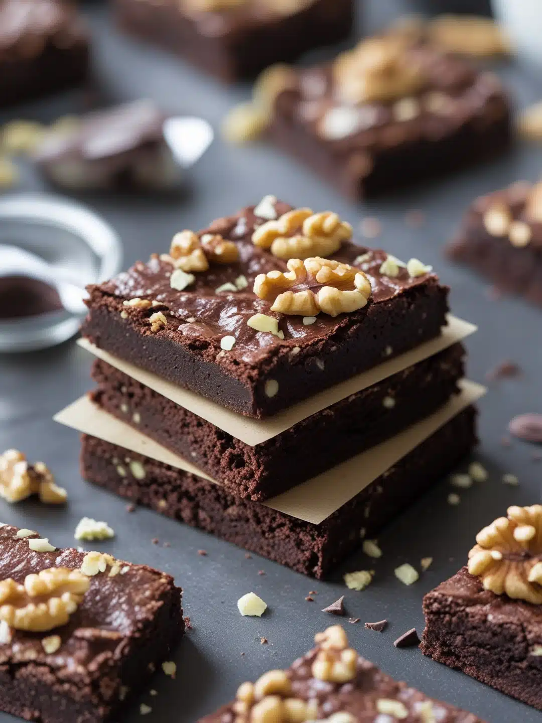 Vegan Chocolate Brownies with Walnut Topping