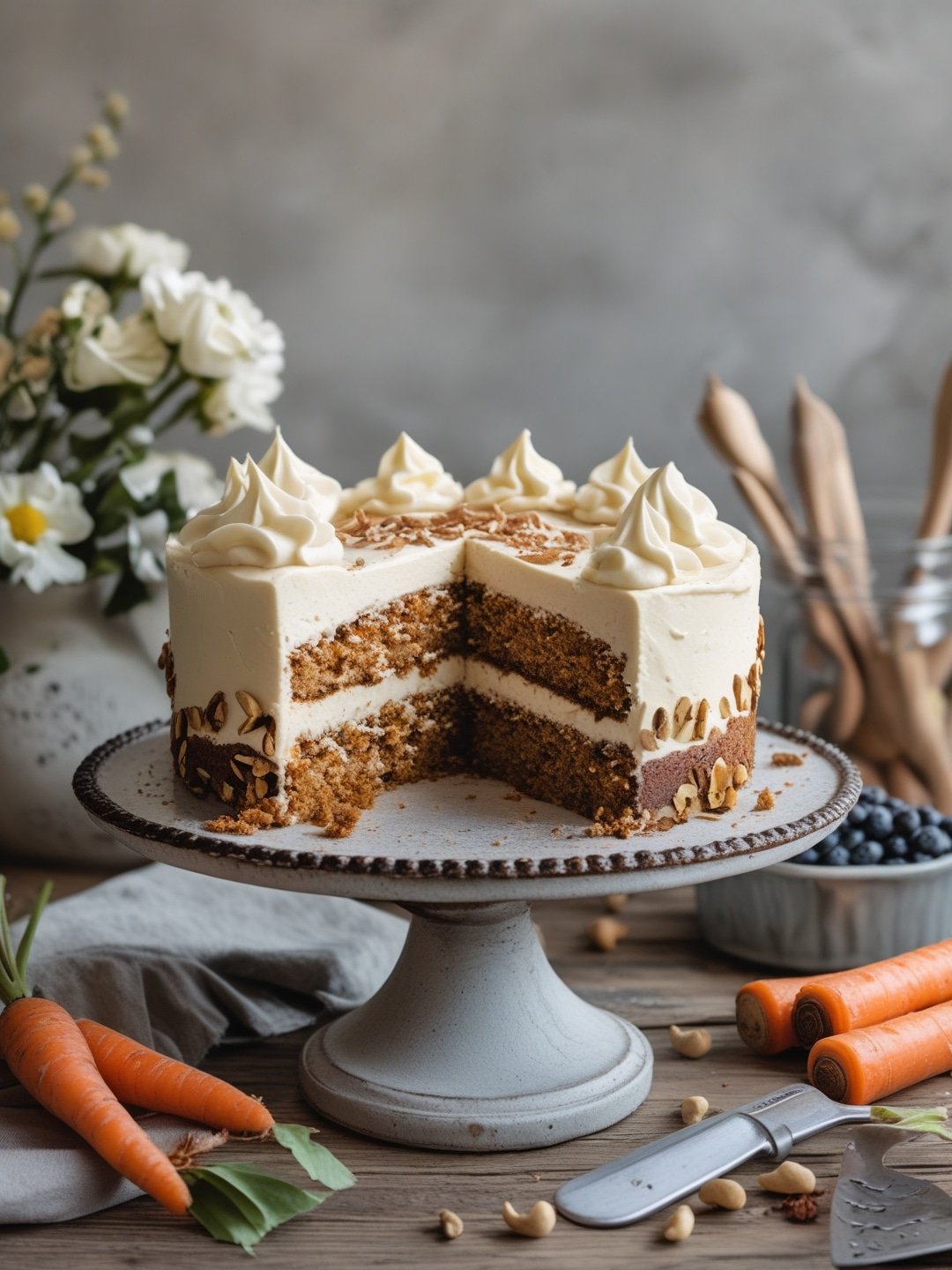 Spiced Vegan Carrot Cake with Cashew Frosting