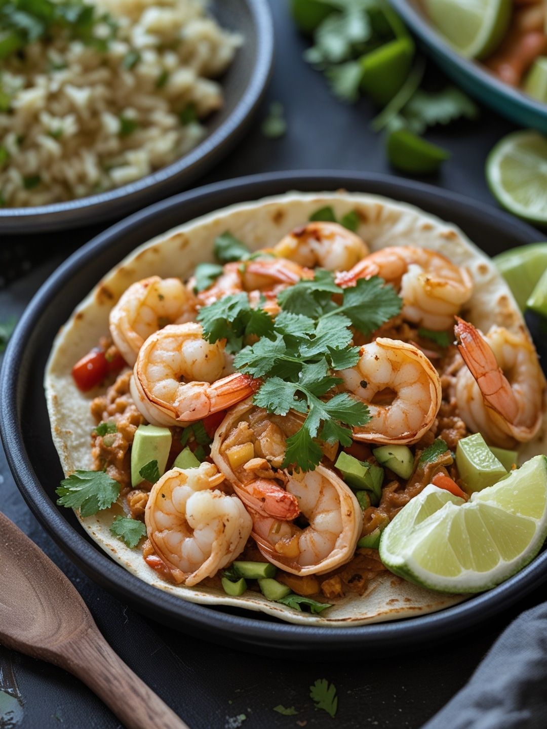 Creamy Chipotle Shrimp Tacos with Cilantro-Lime Rice