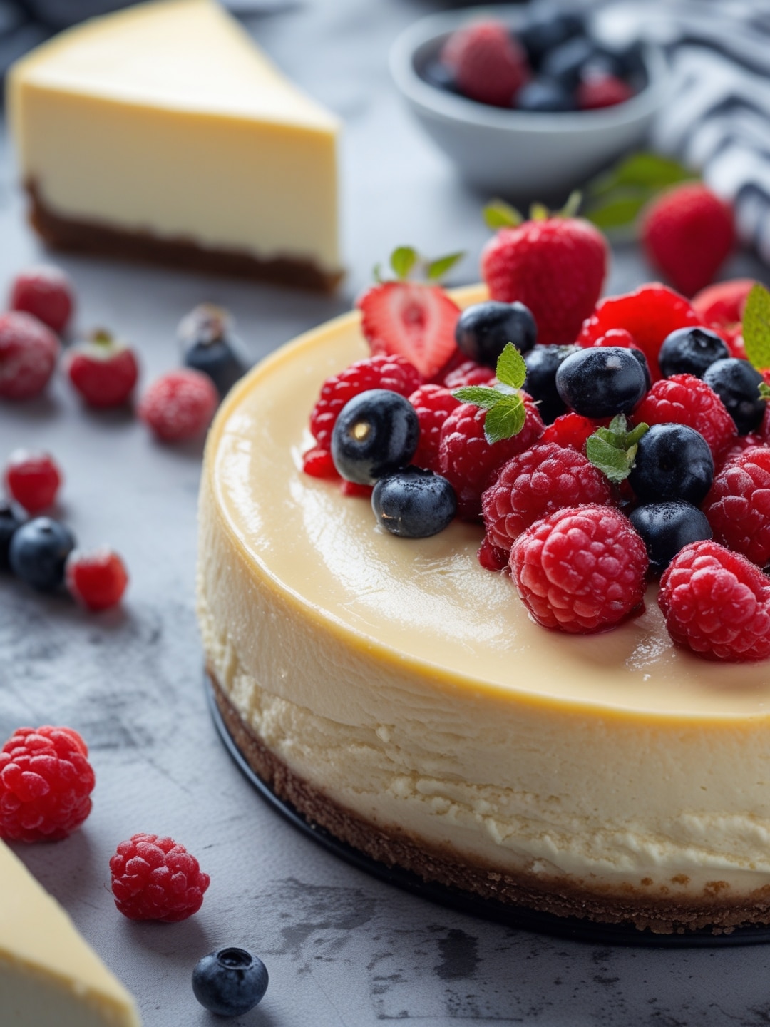 Classic New York Style Cheesecake with Fresh Berry Topping 1 Classic New York Style Cheesecake with Fresh Berry Topping